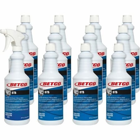 Betco Stain Remover, w/Chlorine Stabilizer, 32 oz, Amber, 12PK BET3211200CT